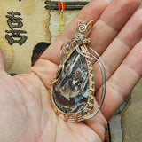 84ct Gem Silica with Native Copper Pendant in Rose Gold Fill and Sterling Silver