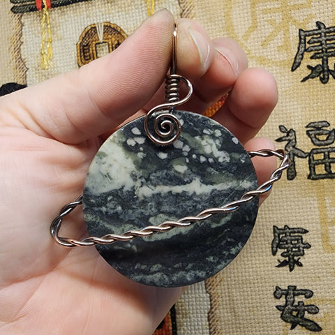 Rare Orbed Jasper Saturn Planet Pendant Necklace