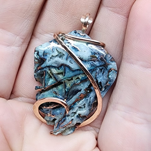 48ct Gem Silica with Native Copper Pendant in Rose Gold Fill