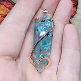 53ct Gem Silica with Native Copper Pendant in Rose Gold Fill
