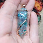 53ct Gem Silica with Native Copper Pendant in Rose Gold Fill