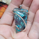 105ct Gem Silica with Native Copper Pendant in Sterling Silver
