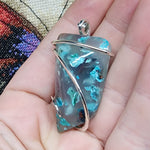 105ct Gem Silica with Native Copper Pendant in Sterling Silver
