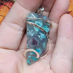 105ct Gem Silica with Native Copper Pendant in Sterling Silver