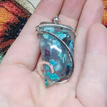 105ct Gem Silica with Native Copper Pendant in Sterling Silver