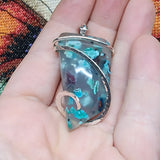 105ct Gem Silica with Native Copper Pendant in Sterling Silver