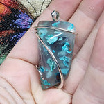 105ct Gem Silica with Native Copper Pendant in Sterling Silver