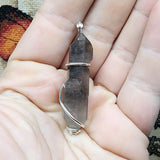Long Black Double Terminated Quartz Scepter Pendant in Hammered Sterling Silver