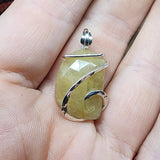 Yellow Checkerboard Sapphire Pendant Necklace in Sterling Silver