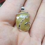 Yellow Checkerboard Sapphire Pendant Necklace in Sterling Silver