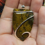 Golden Moss Agate Pendant in Sterling Silver
