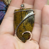 Golden Moss Agate Pendant in Sterling Silver