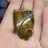 Golden Moss Agate Pendant in Sterling Silver