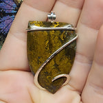 Golden Moss Agate Pendant in Sterling Silver