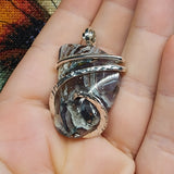56ct Gem Silica with Native Copper Pendant in Sterling Silver