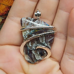56ct Gem Silica with Native Copper Pendant in Sterling Silver