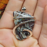 56ct Gem Silica with Native Copper Pendant in Sterling Silver