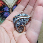 62ct Gem Silica with Native Copper Pendant in 14kt Rose Gold Fill