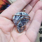 62ct Gem Silica with Native Copper Pendant in 14kt Rose Gold Fill
