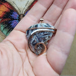 62ct Gem Silica with Native Copper Pendant in 14kt Rose Gold Fill