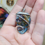 70ct Gem Silica with Native Copper Pendant in Sterling Silver