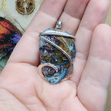 70ct Gem Silica with Native Copper Pendant in Sterling Silver