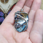 70ct Gem Silica with Native Copper Pendant in Sterling Silver