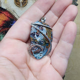 70ct Gem Silica with Native Copper Pendant in Sterling Silver