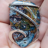 70ct Gem Silica with Native Copper Pendant in Sterling Silver