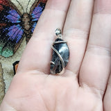 Moon Shaped Black Agate Pendant in Sterling Silver