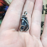 Moon Shaped Black Agate Pendant in Sterling Silver