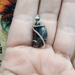 Moon Shaped Black Agate Pendant in Sterling Silver