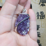 Large Amethyst Druzy Crystal Pendant in Sterling Silver