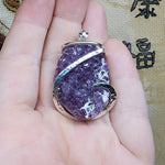 Large Amethyst Druzy Crystal Pendant in Sterling Silver