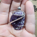 Large Amethyst Druzy Crystal Pendant in Sterling Silver