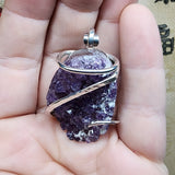 Large Amethyst Druzy Crystal Pendant in Sterling Silver