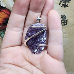 Large Amethyst Druzy Crystal Pendant in Sterling Silver