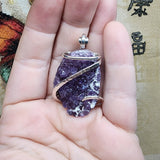 Large Amethyst Druzy Crystal Pendant in Sterling Silver