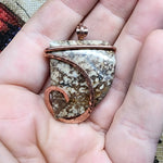 Mystery River Stone Pendant in Hammered Copper