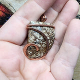 Mystery River Stone Pendant in Hammered Copper