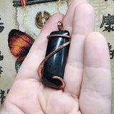 Dense Dark Green Moss Agate Pendant in Copper