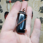 Dense Dark Green Moss Agate Pendant in Copper