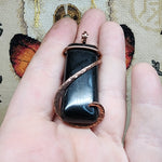 Dense Dark Green Moss Agate Pendant in Copper