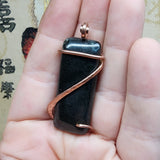 Dense Dark Green Moss Agate Pendant in Copper