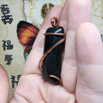 Dense Dark Green Moss Agate Pendant in Copper