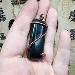 Dense Dark Green Moss Agate Pendant in Copper