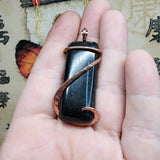 Dense Dark Green Moss Agate Pendant in Copper