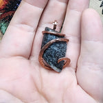 Mystery River Stone with Pyrite Pendant in Hammered Copper