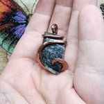 Mystery River Stone with Pyrite Pendant in Hammered Copper