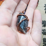 Mystery River Stone with Pyrite Pendant in Hammered Copper